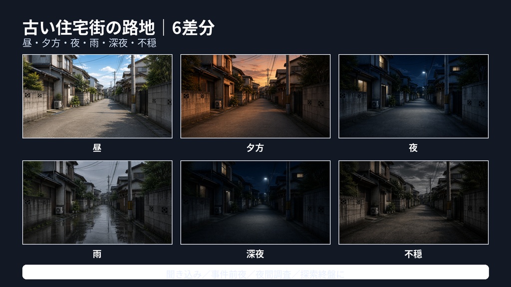 現代日本の住宅街背景素材ミニセット|TRPG・CoC・マダミス・ココフォリア向け