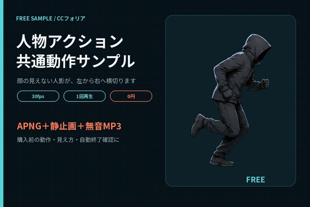 【無料/ココフォリアAPNG】人物アクション|シリーズ共通動作サンプル