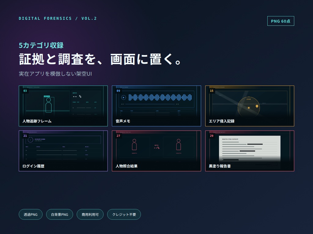 ココフォリアに貼るだけ|現代ミステリー デジタル捜査素材セット Vol.2|全30種