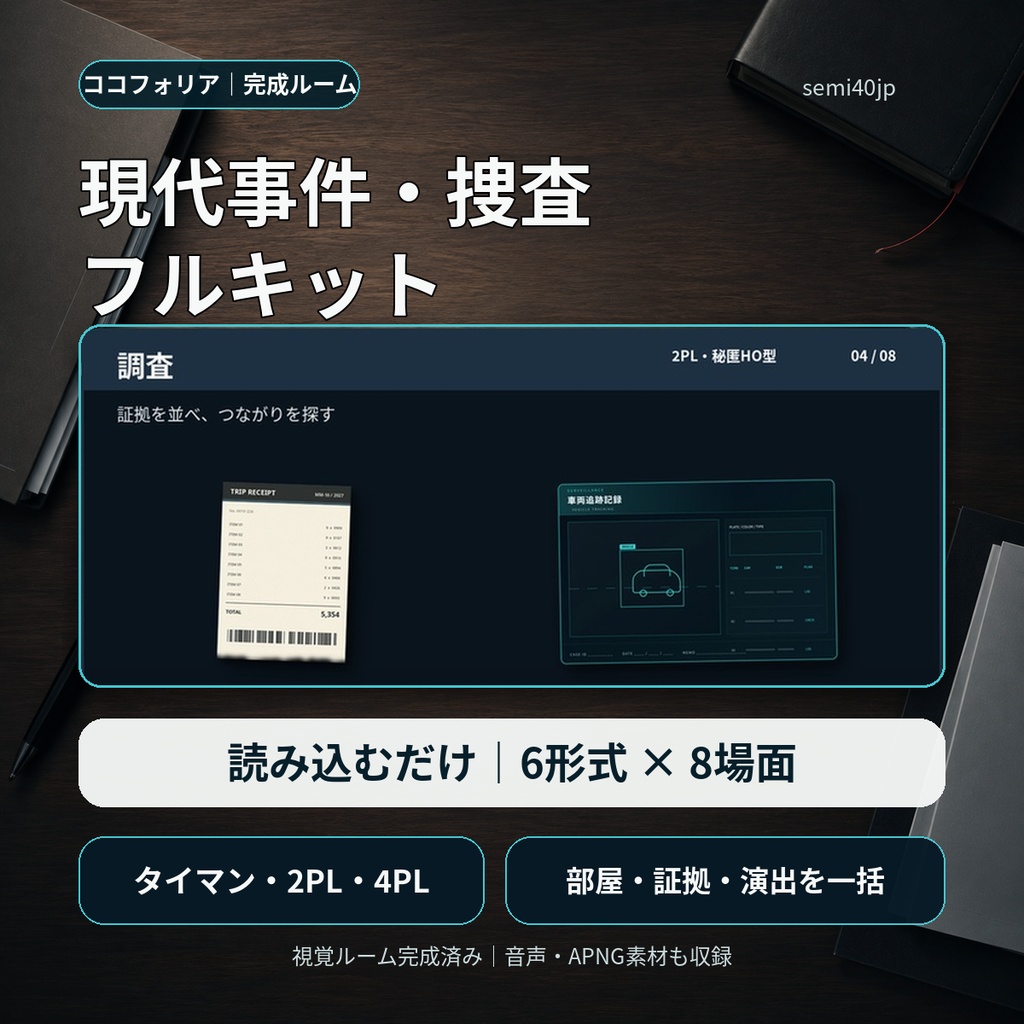 ココフォリアに読み込むだけ｜現代事件・捜査フルキット｜タイマン・2PL・4PL対応