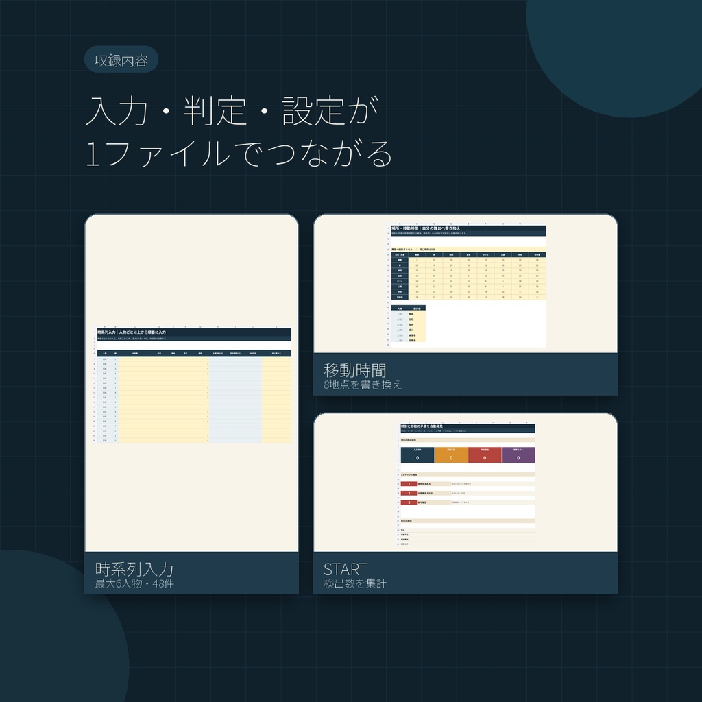 時刻と移動の矛盾を自動発見|TRPG・マダミス時系列検証シート|Excel・スマホ対応