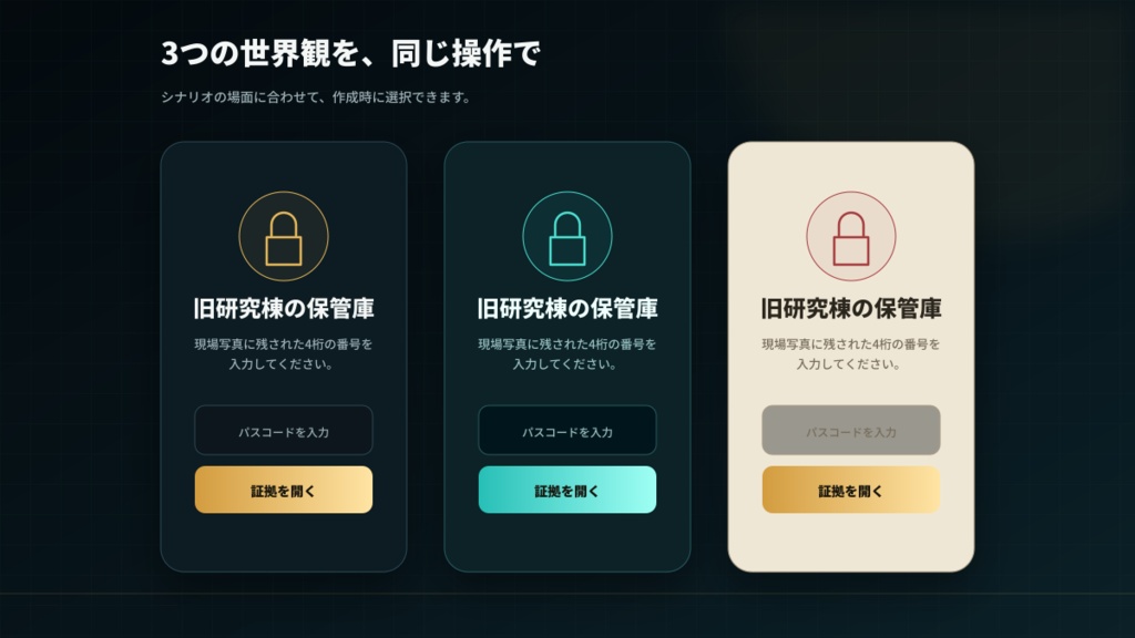 PLが自分で証拠を開ける|パスコード解除HTML作成ツール|TRPG・Android対応