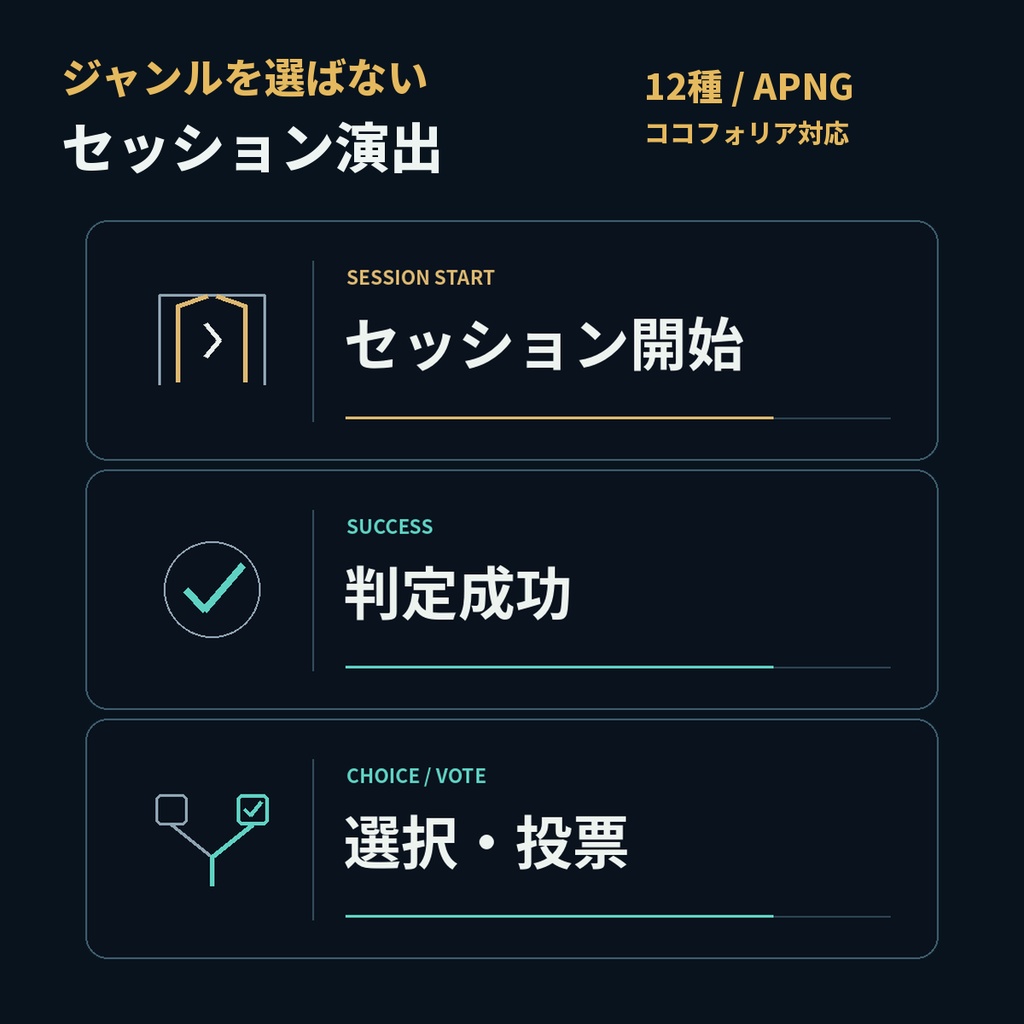 ココフォリア対応｜卓の流れが一目で伝わる｜セッション演出12種｜汎用APNG