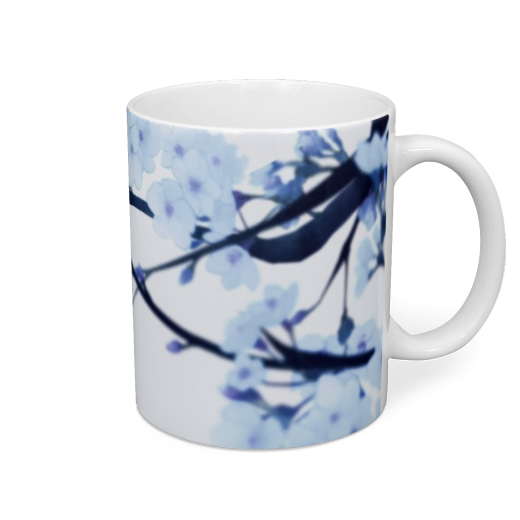 桜のマグカップ(青色)