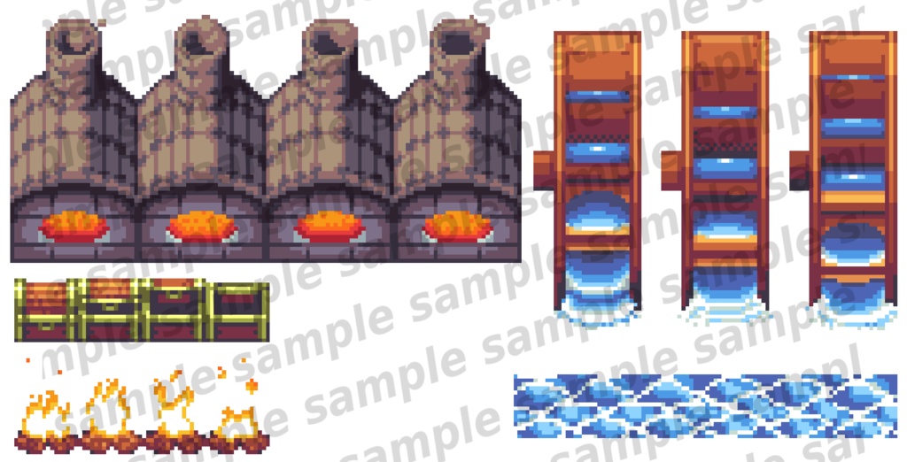 レトロゲーム風ダンジョン・町 マップチップ素材集