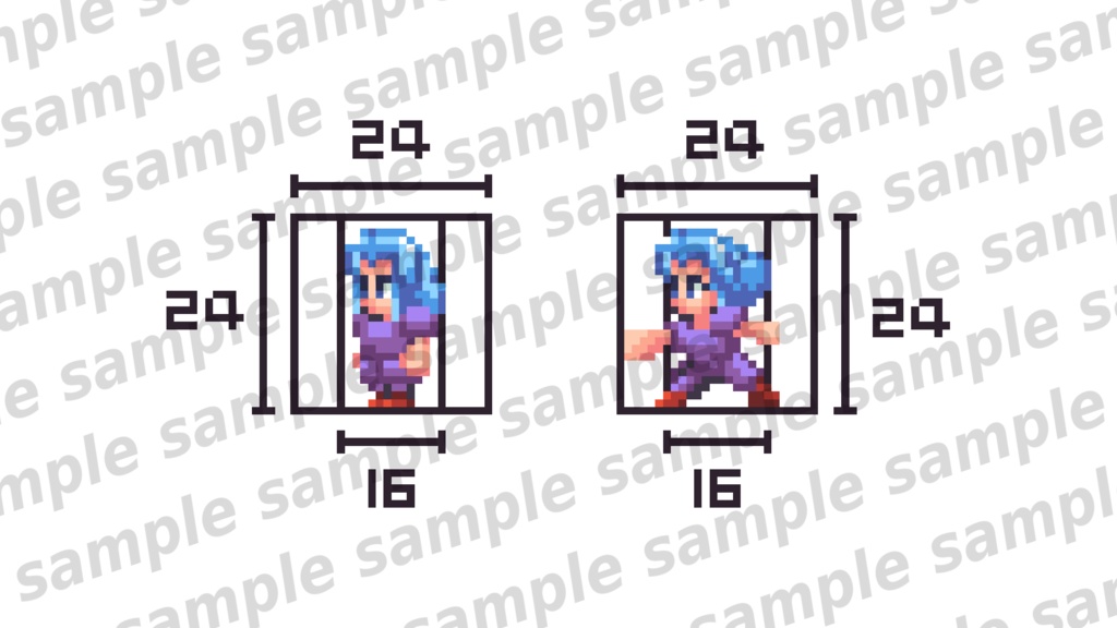 レトロゲーム風PC&NPCキャラクターチップ素材集