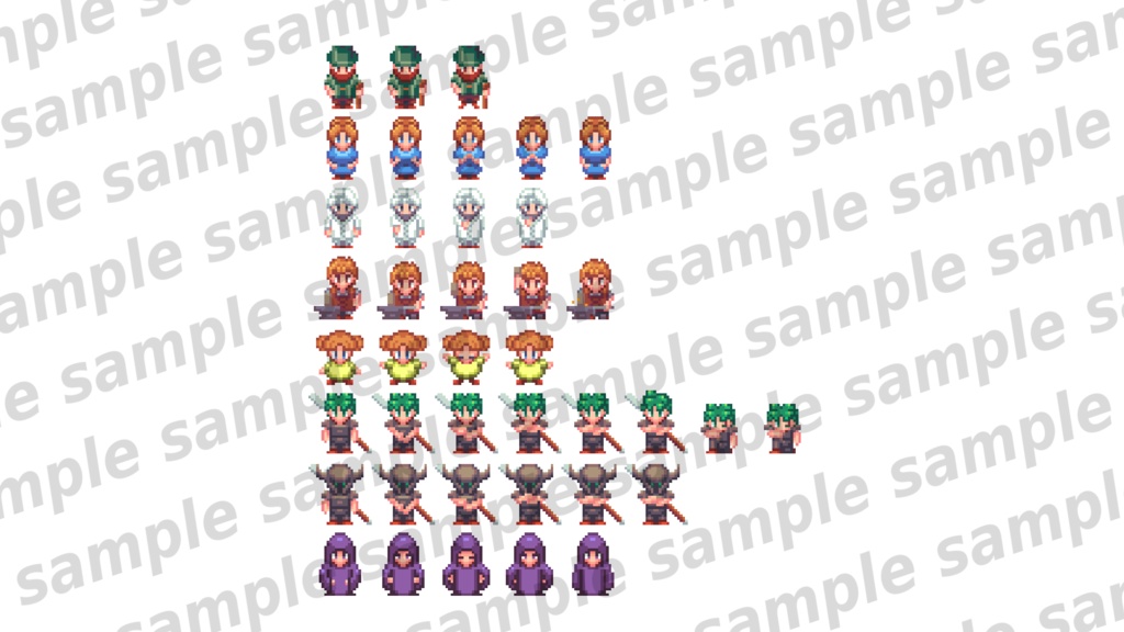 レトロゲーム風PC&NPCキャラクターチップ素材集