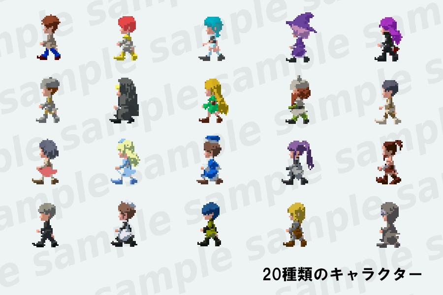 キャラクターチップ素材集~横スクロールアクション向けファンタジーキャラチップ~