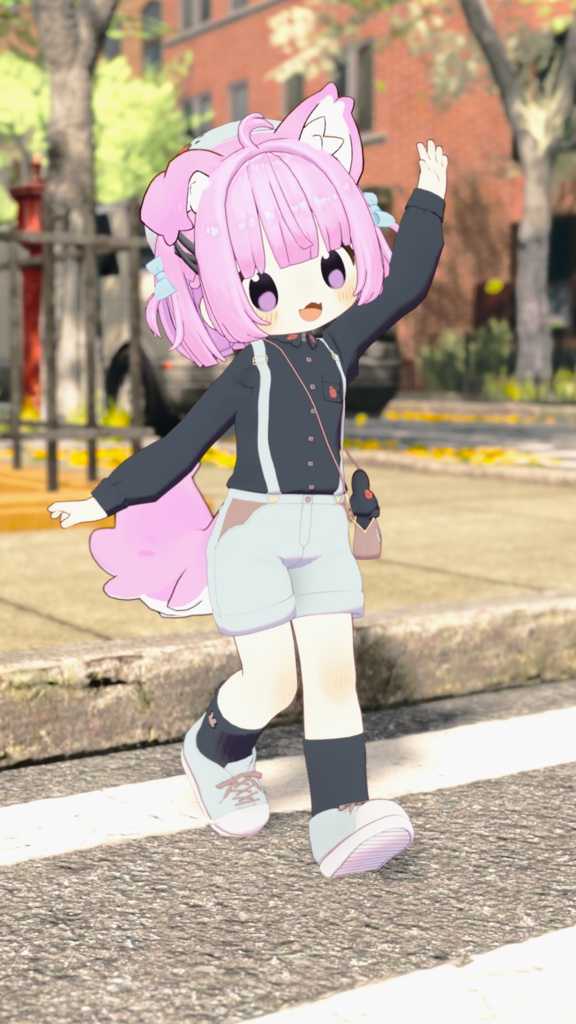 〖VRChat衣装〗うさレトロップ|レトロサロペット+うさぎポーチ〖7アバター対応〗