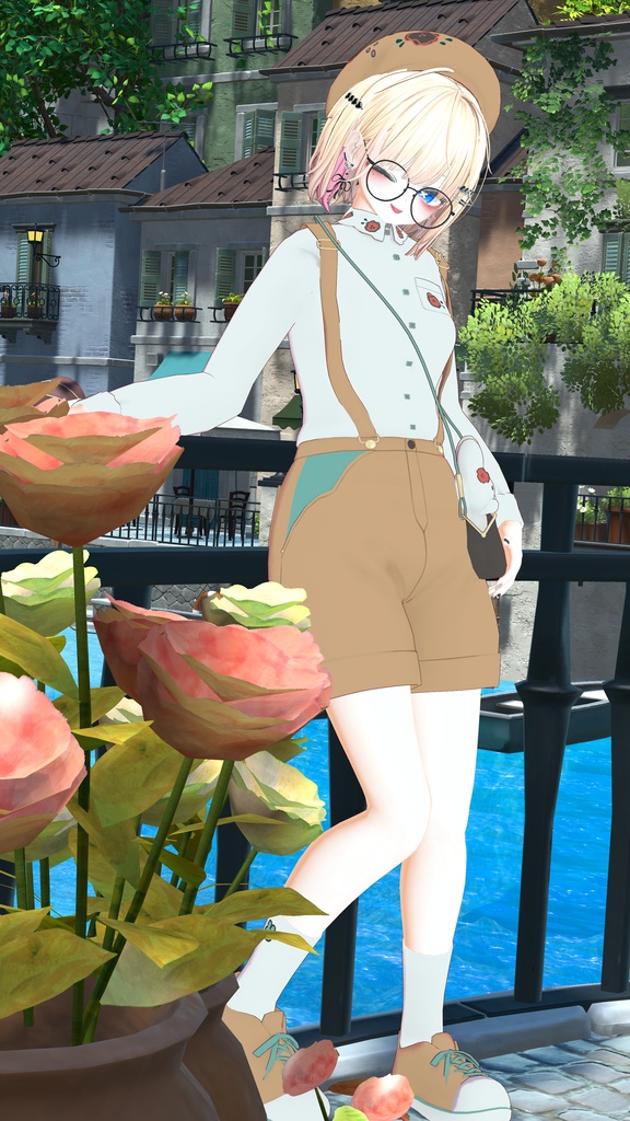 〖VRChat衣装〗うさレトロップ|レトロサロペット+うさぎポーチ〖7アバター対応〗