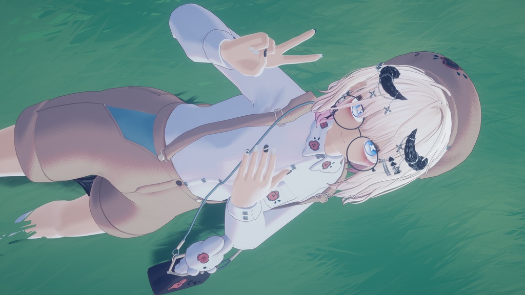 〖VRChat衣装〗うさレトロップ|レトロサロペット+うさぎポーチ〖7アバター対応〗