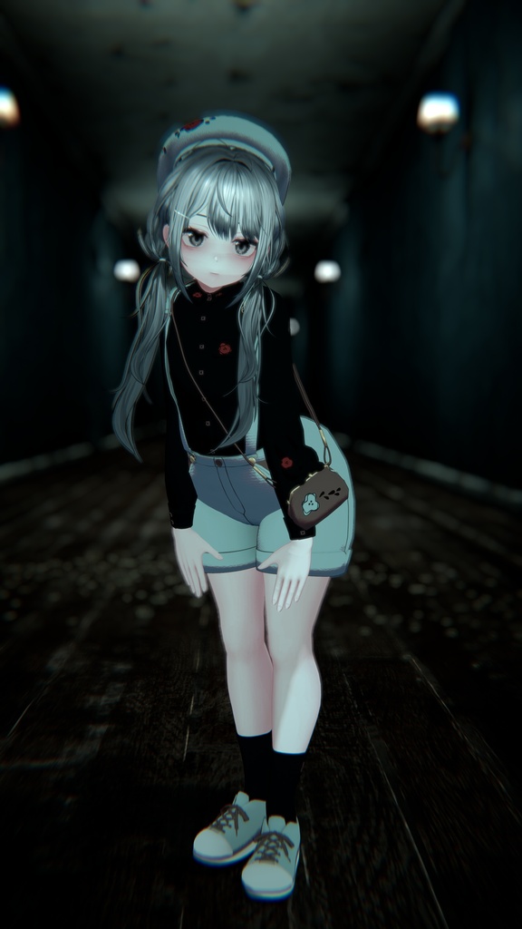 〖VRChat衣装〗うさレトロップ|レトロサロペット+うさぎポーチ〖7アバター対応〗