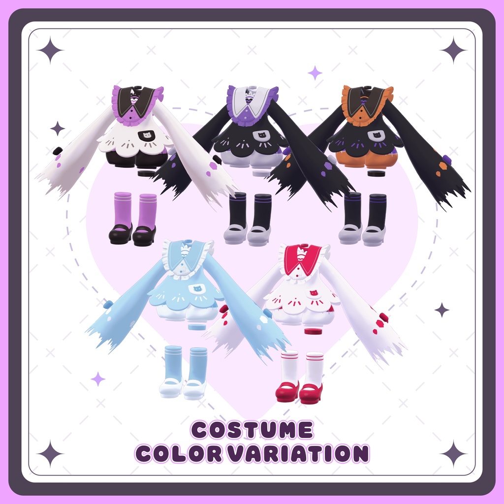 〖VRChat衣装〗外ハネお化けちゃん衣装&ヘア〖10アバター対応〗