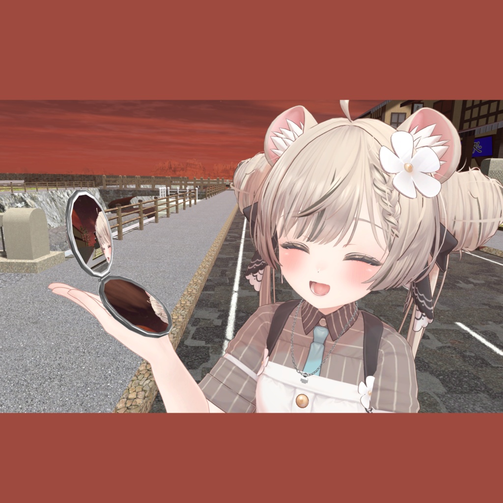 オシャレ特殊ミラーギミック!首飾り式コンパクトミラー(モジュラーアバター対応)説明書は別ダウンロード