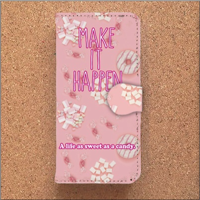 iPhone Android スマホケース 手帳型 ケース 可愛い かわいい スイーツ 甘 英文 オシャレ ドーナツ