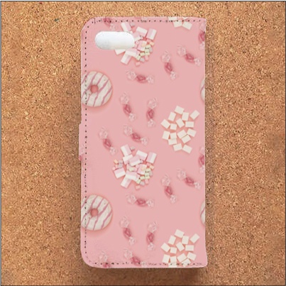 iPhone Android スマホケース 手帳型 ケース 可愛い かわいい スイーツ 甘 英文 オシャレ ドーナツ