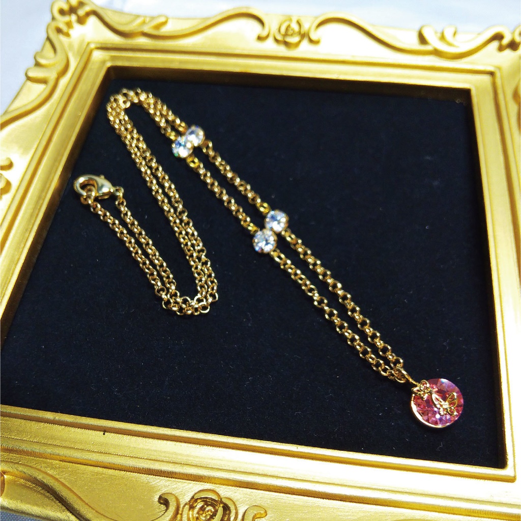 ネックレス アクセサリー ジルコニア レディース スワロフスキー スワロ ライトローズ ピンク ギフト プレゼント 蝶