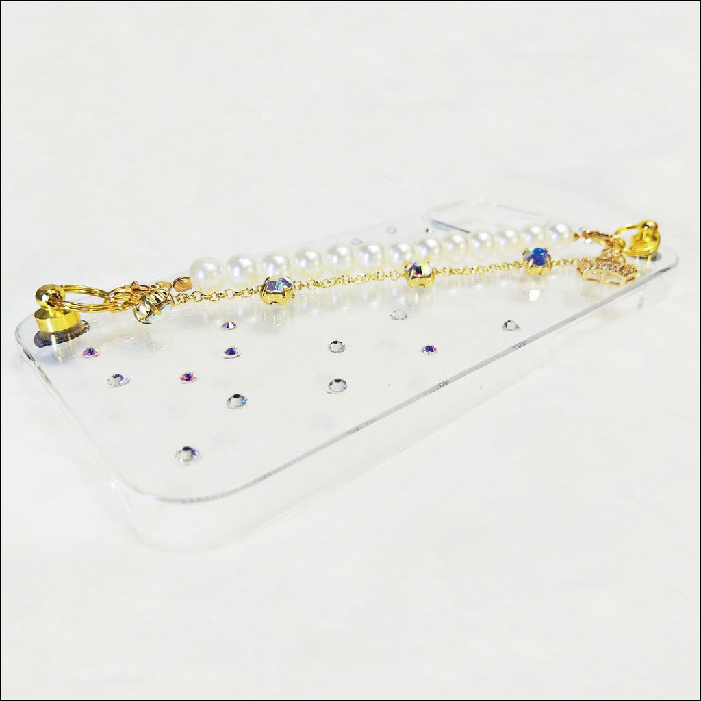 iPhone13 ハードケース バンド チェーン 落下防止 スワロフスキー ジルコニア オシャレ クリア パール スマホ