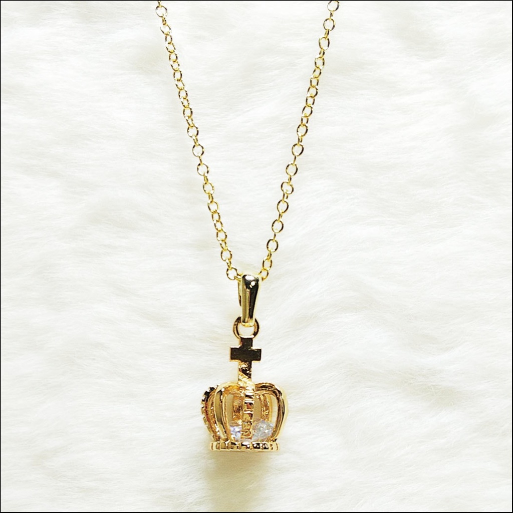 ピアス フック ネックレス セット クラウン 王冠 アクセサリー ジルコニア ゴールド プレゼント アジャスター