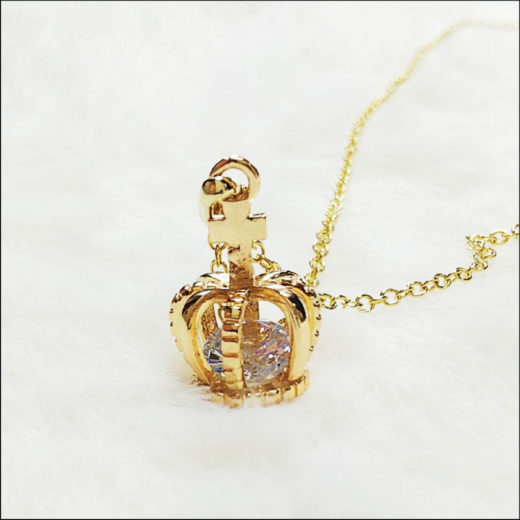 ピアス フック ネックレス セット クラウン 王冠 アクセサリー ジルコニア ゴールド プレゼント アジャスター