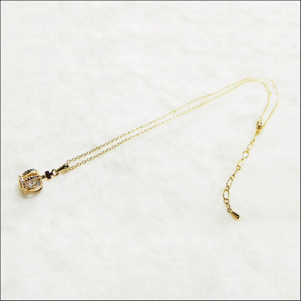 ピアス フック ネックレス セット クラウン 王冠 アクセサリー ジルコニア ゴールド プレゼント アジャスター