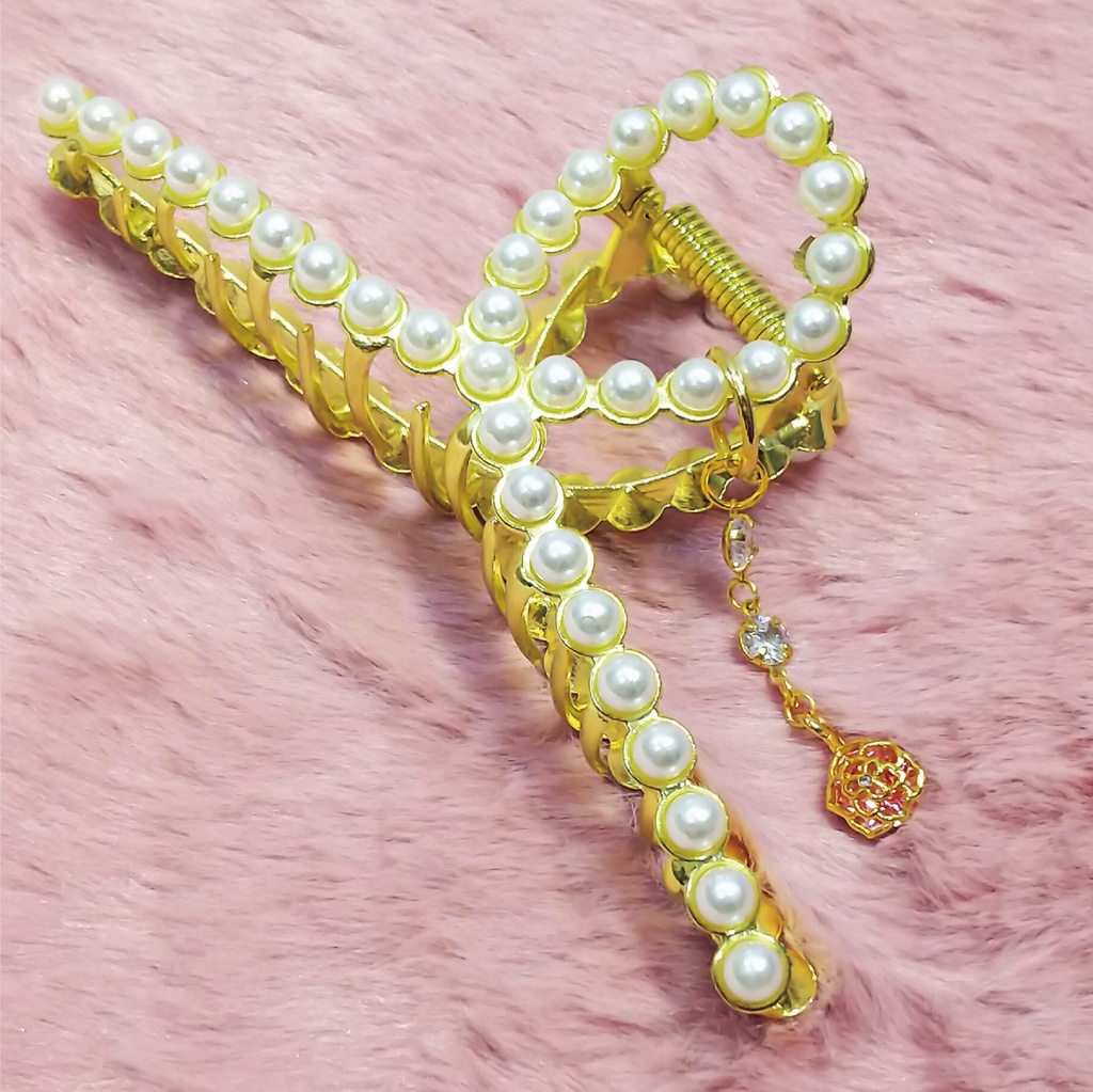 新品 バラ 薔薇 ローズ バンスクリップ ヘアクリップ ヘアアレンジ 髪 ゴールド スワロフスキー パール レディース 女性 オシャレ かわいい クリップ フック プレゼント ギフト ヘアアクセサリー チャーム