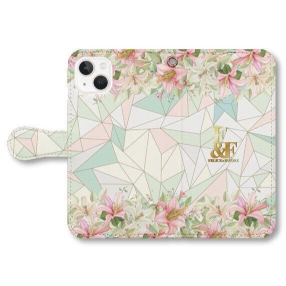 iPhoneケース 手帳型 スマホケース 手帳 ケース 花柄 オシャレ 新機種 iPhone スマホ ロゴ フラワー 百合 ユリ プレゼント ギフト