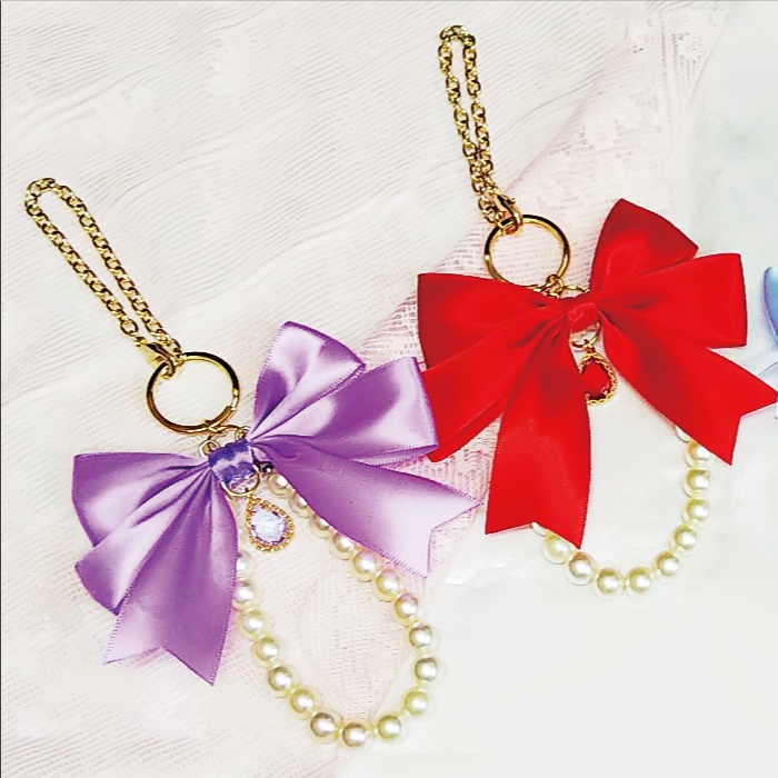 リボンバッグチャーム リボン バッグチャーム チャーム 推し活 推し カラー オシャレ かわいい 推し パール
