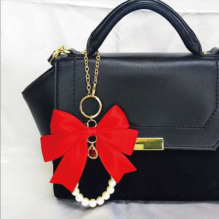 リボンバッグチャーム リボン バッグチャーム チャーム 推し活 推し カラー オシャレ かわいい 推し パール