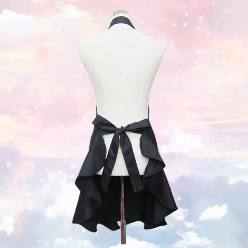 Aライン フリル エプロン キッチン 料理 おしゃれ 可愛い プレゼント ギフト ブラック 黒