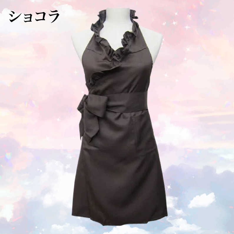 フリル エプロン キッチン 料理 おしゃれ 可愛い プレゼント ギフト ブラック ピンク ショコラ ベージュ