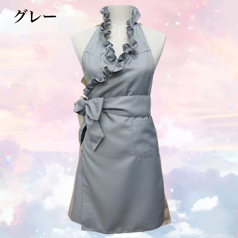 フリル エプロン キッチン 料理 おしゃれ 可愛い プレゼント ギフト ブラック ピンク ショコラ ベージュ