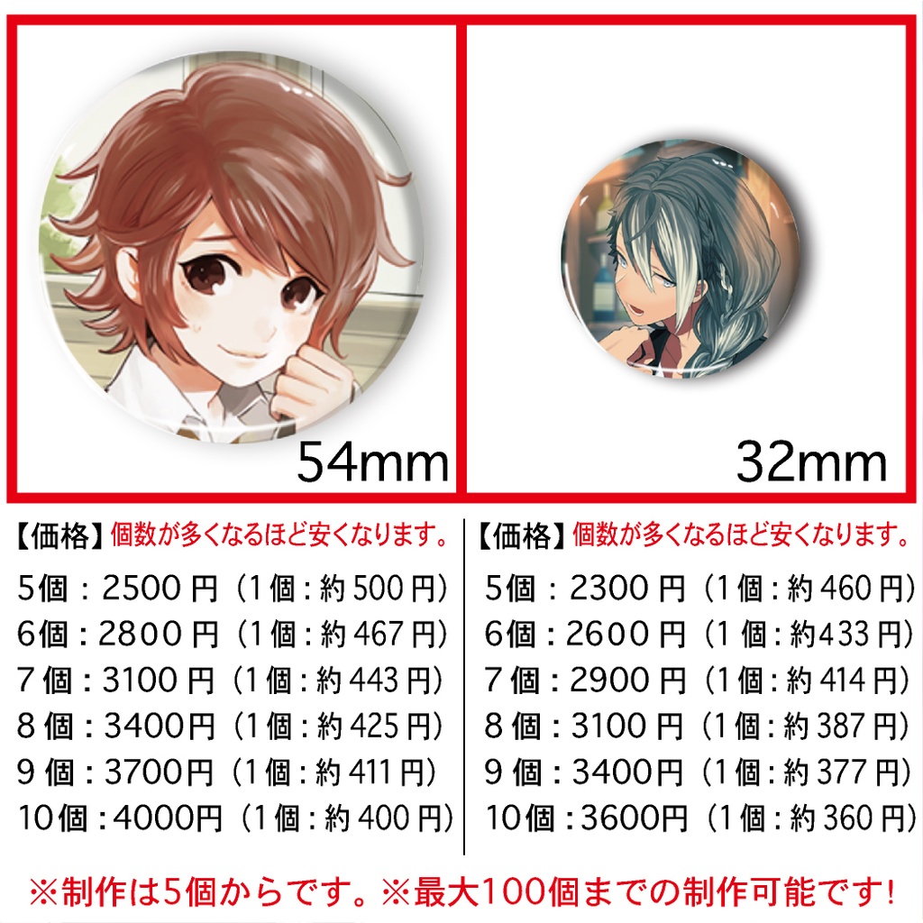 【32mm】缶バッジ バッジ バッチ オーダーメイド オーダー オリジナル プリント 推し活 推し キャラ アイドル ライブ イベント 痛バッグ 痛バ グッズ 54mm 32mm 5個から