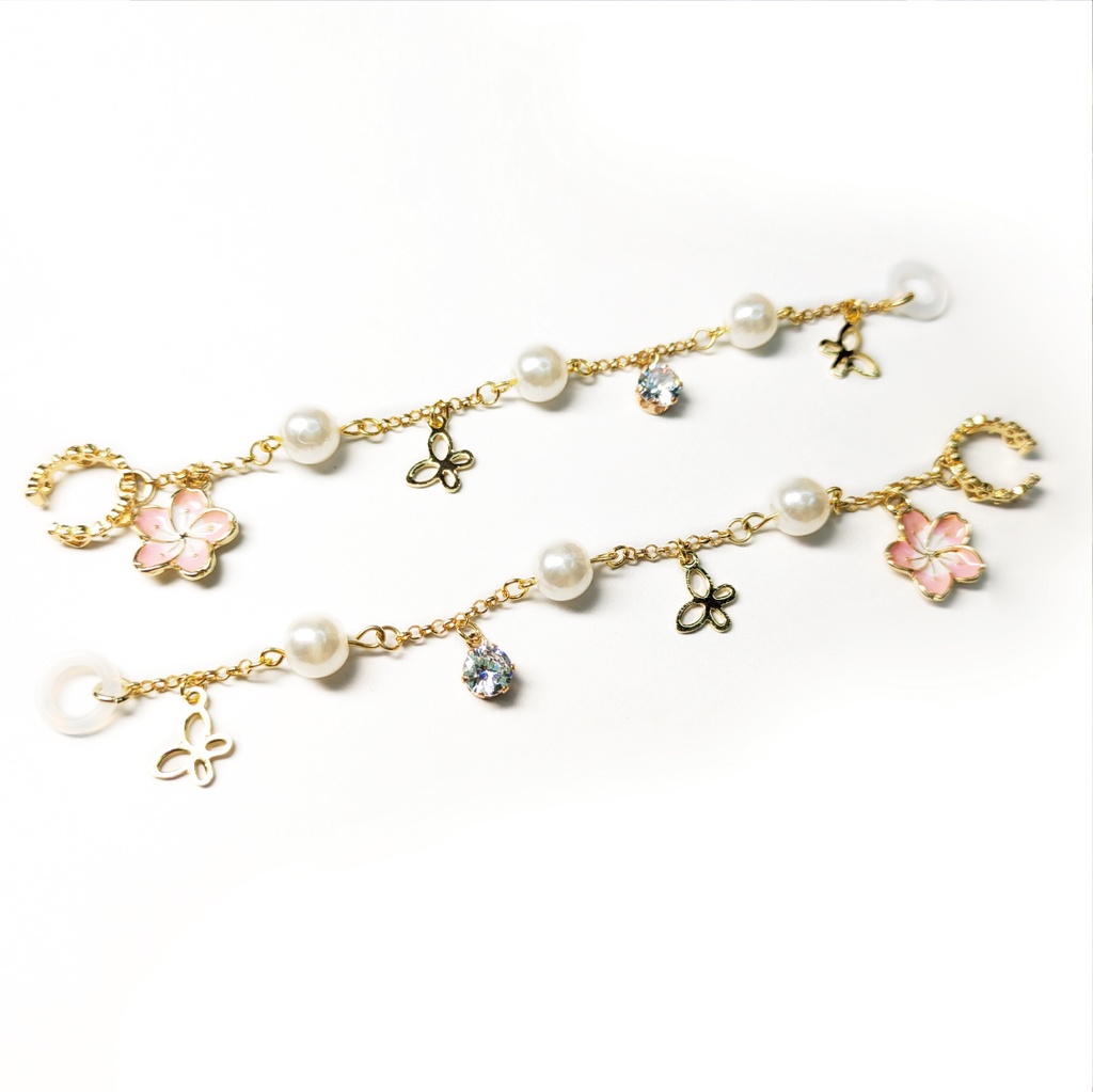 イヤーカフ カフス イヤホン 落下防止 両耳 ワイヤレス AirPods エアーポッズ アクセサリー パール ジルコニア バタフライ 蝶 ハート おしゃれ かわいい プレゼント ギフト フラワー 花