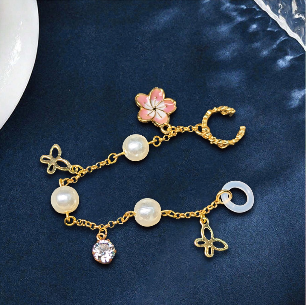 イヤーカフ カフス イヤホン 落下防止 両耳 ワイヤレス AirPods エアーポッズ アクセサリー パール ジルコニア バタフライ 蝶 ハート おしゃれ かわいい プレゼント ギフト フラワー 花