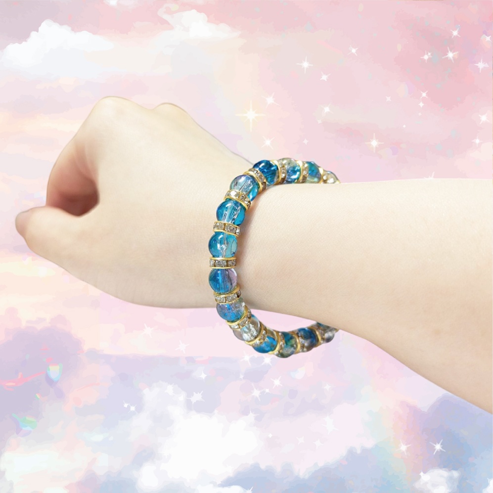 全7色 ガラスビーズ ブレスレット ビーズ ゴム アクセサリー ラインストーン おしゃれ かわいい 推し活 推し プレゼント ギフト カラフル