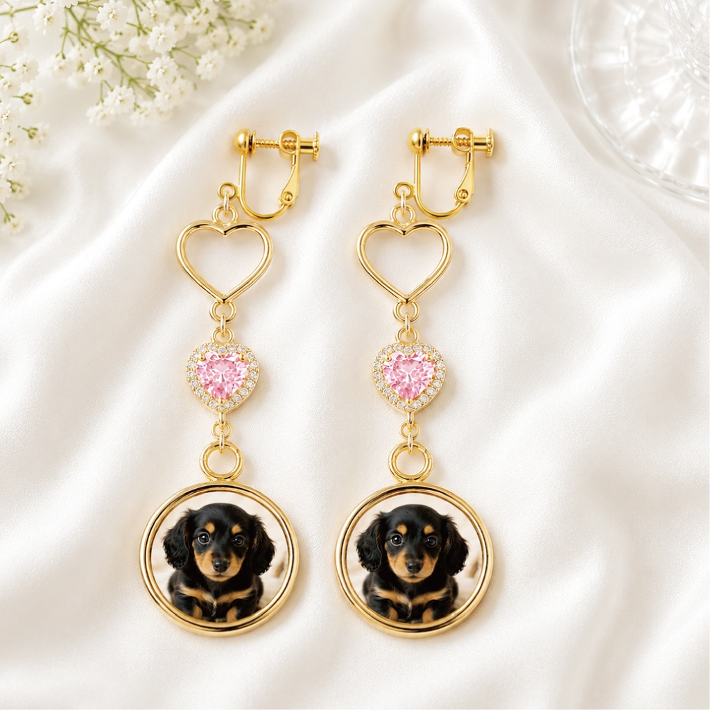 イヤリング ピアス オーダーメイド オーダー オリジナル アクセサリー 推し グッズ ペット 誕生日 記念日 ライブ コンサート ハート ジルコニア 金属アレルギー対応 キャラ イラスト ロゴ ステンレス オシャレ かわいい プレゼント ギフト ガーリー
