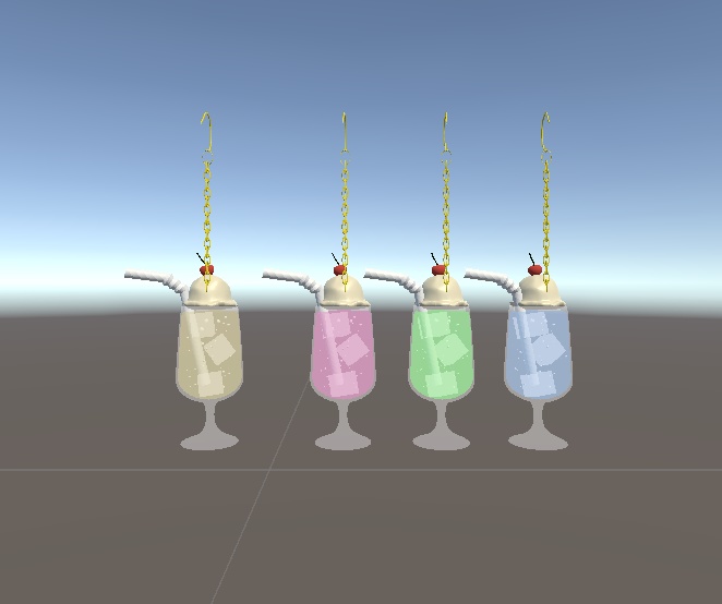 3Dモデル クリームソーダピアス 4色セット