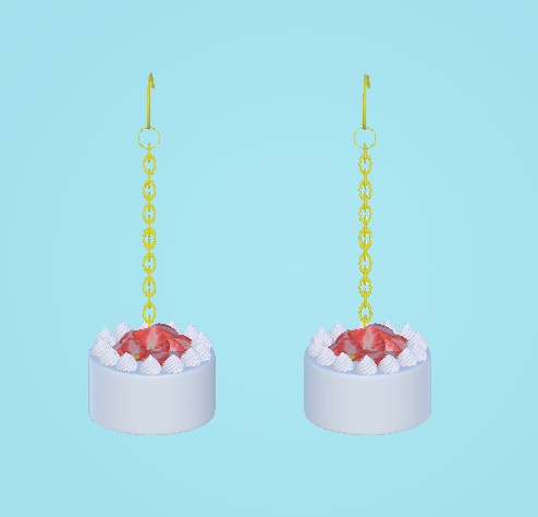 ３Dモデル・いちごホールケーキのピアス