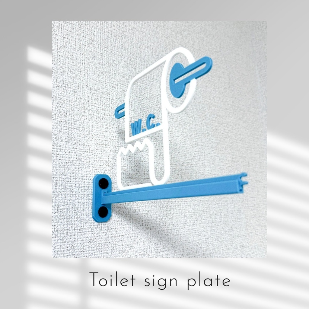 【取付方法が選べる】トイレサインプレート 前付け/横付け|ホワイトxブルー