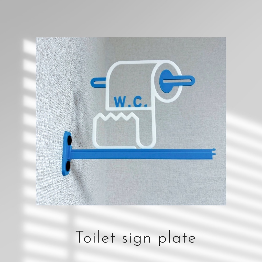 【取付方法が選べる】トイレサインプレート 前付け/横付け|ホワイトxブルー