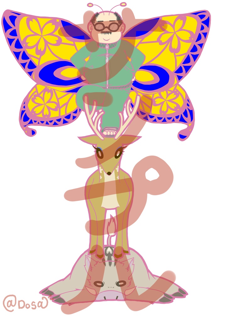 猪鹿蝶(いのしかちょう)Tシャツ①カラーVer. ライトピンク