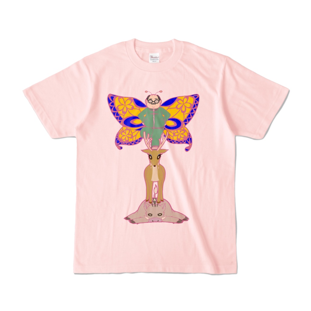 猪鹿蝶(いのしかちょう)Tシャツ①カラーVer. ライトピンク