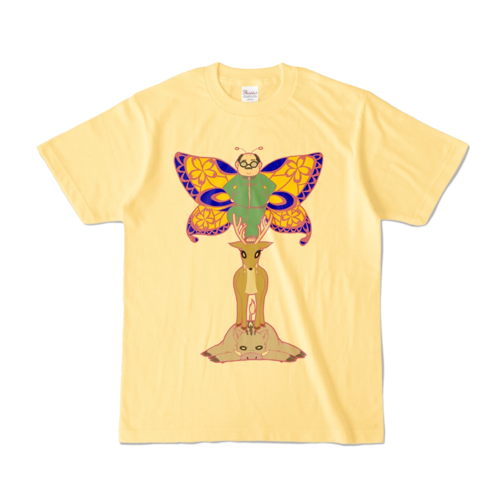 猪鹿蝶(いのしかちょう)Tシャツ①カラーVer. ライトイエロー