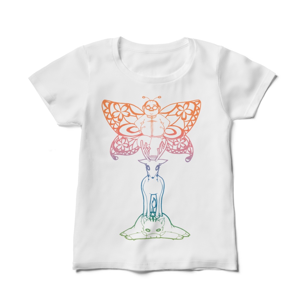 猪鹿蝶(いのしかちょう)Tシャツ① レディース用