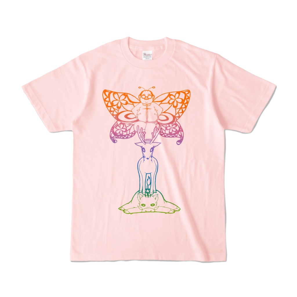 猪鹿蝶(いのしかちょう)Tシャツ①　ライトピンク