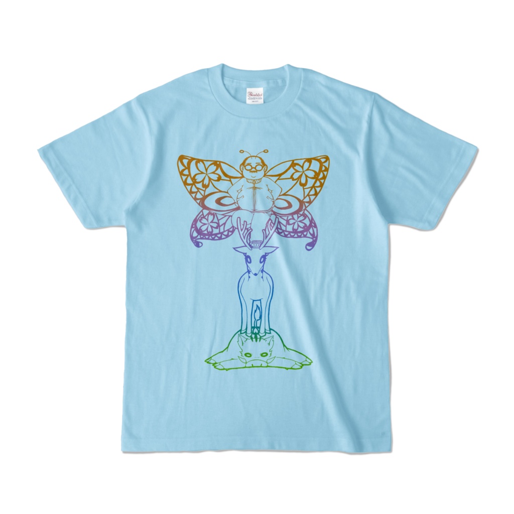 猪鹿蝶(いのしかちょう)Tシャツ① ライトブルー