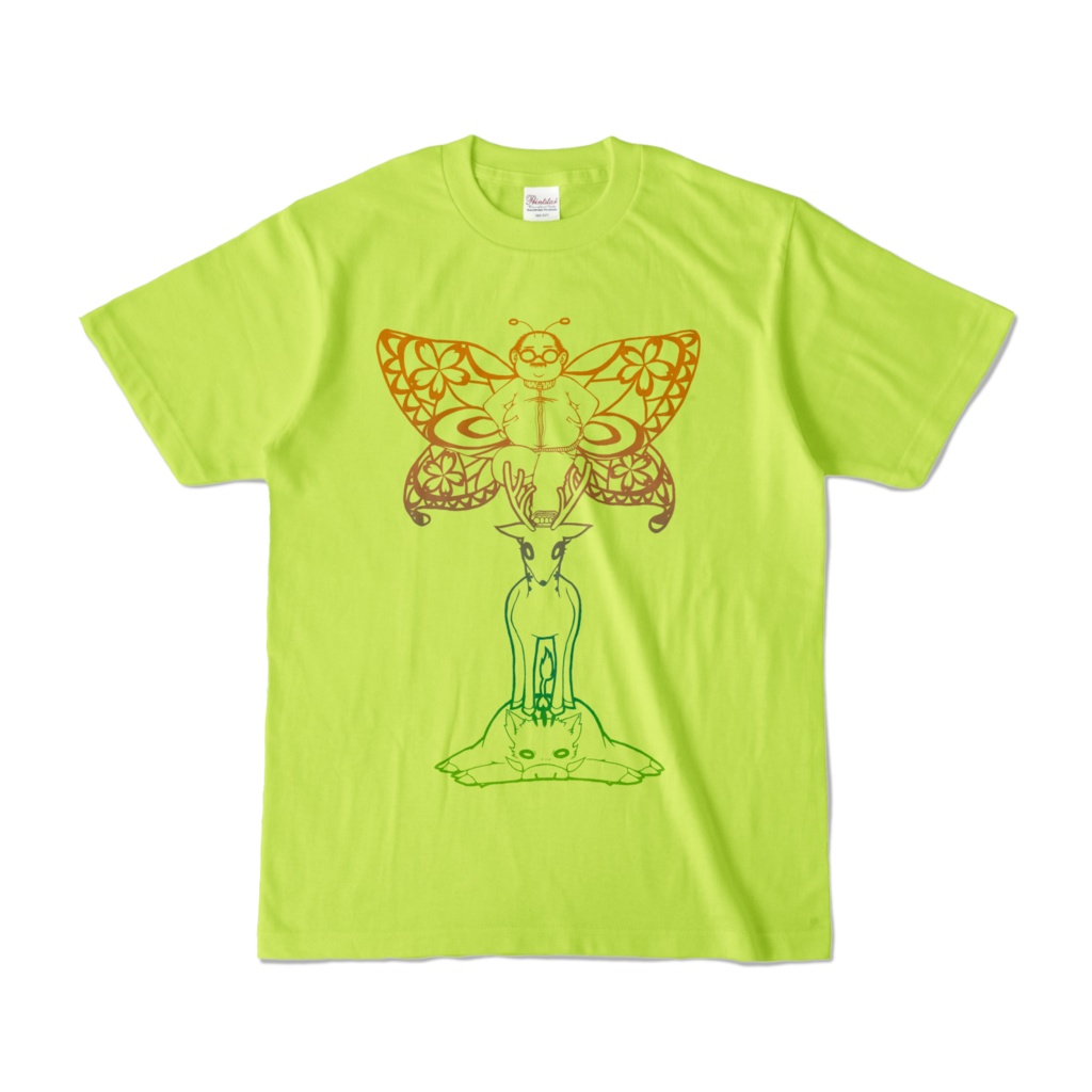 猪鹿蝶(いのしかちょう)Tシャツ①　ライトグリーン