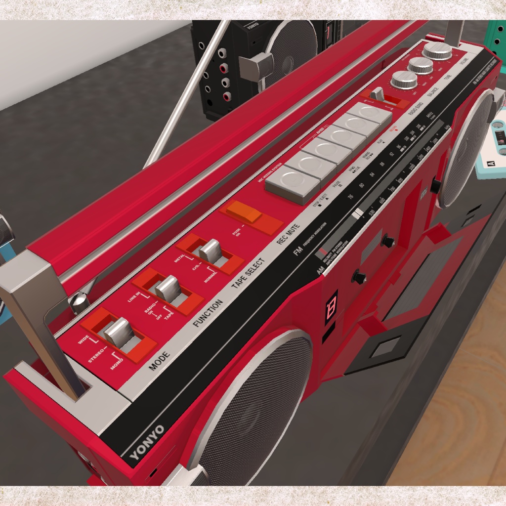 【VRChat】80's ラジカセ&カセットテープ(音楽再生機能付き) / 80's Style Boombox & Cassette Tape with Music Playback Function for VRChat