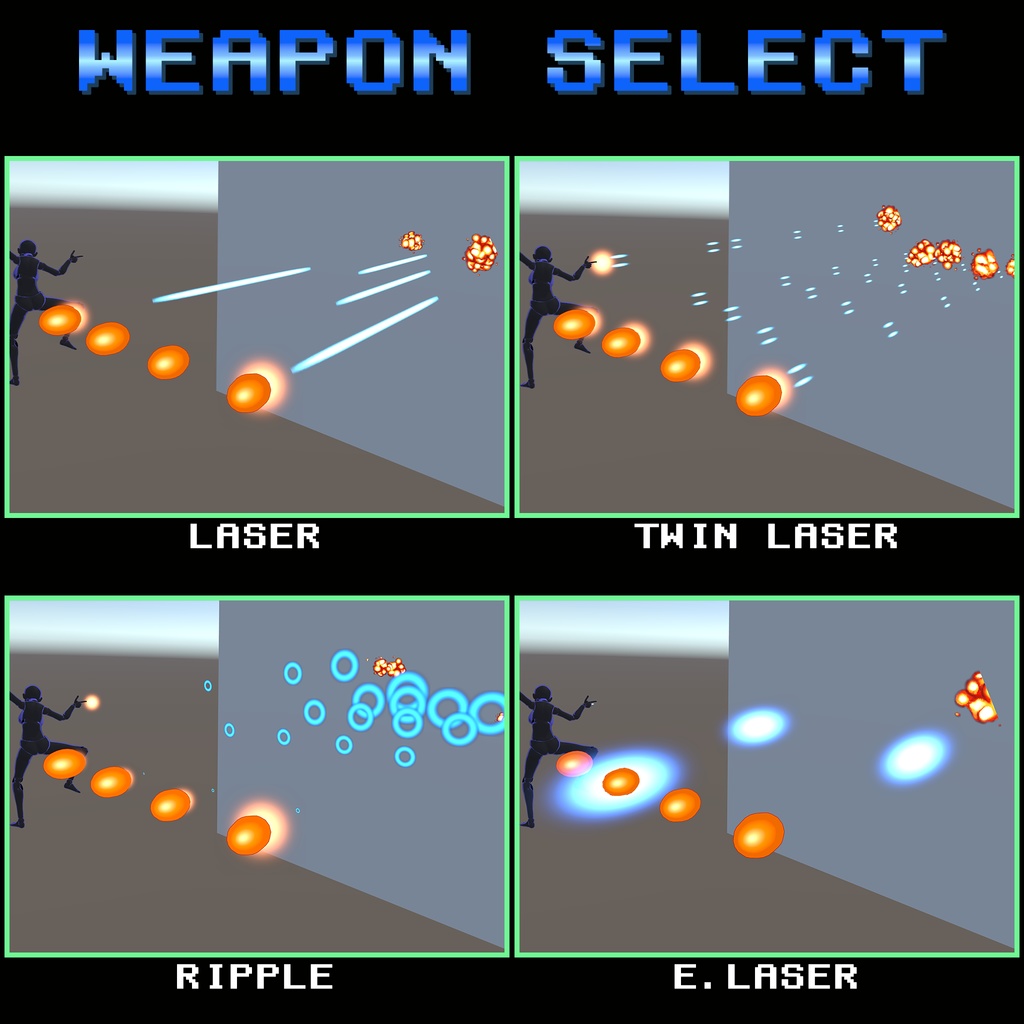 【VRChat】あの横スクロールシューティングゲームのオプションとレーザー / Options & Lasers (a.k.a. "Multiple") from That Side-Scrolling Shooter【MA設定済み】